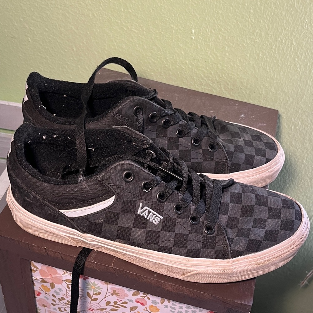 Vans Black and Gray Checkered Shoes